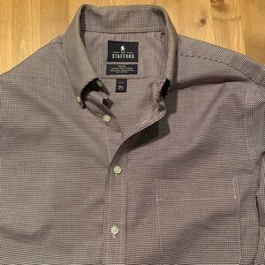 Stafford Mens Point Collar Long Sleeve Plaid, Size 15 1/2 fitted